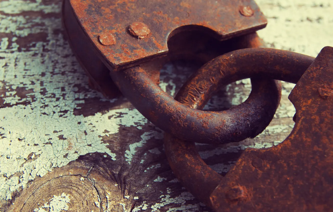 Photo wallpaper metal, rust, padlock
