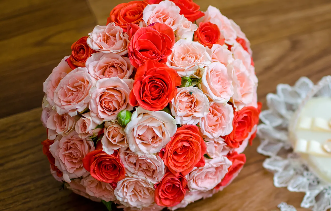 Photo wallpaper flowers, roses, bouquet