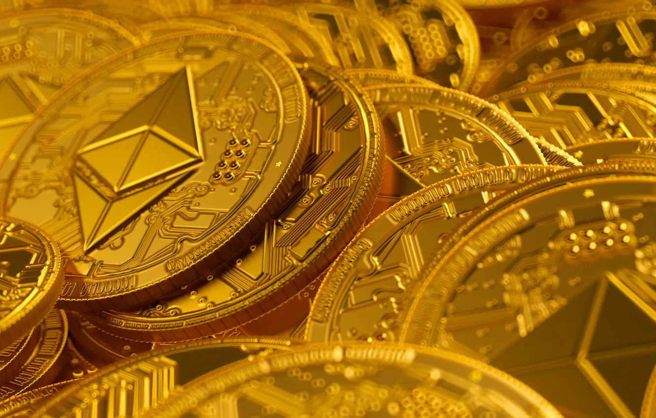 Photo wallpaper golden, gold, cryptocurrency, By mentat3d, mentat3d, Golden Litecoin Cryptocurrency