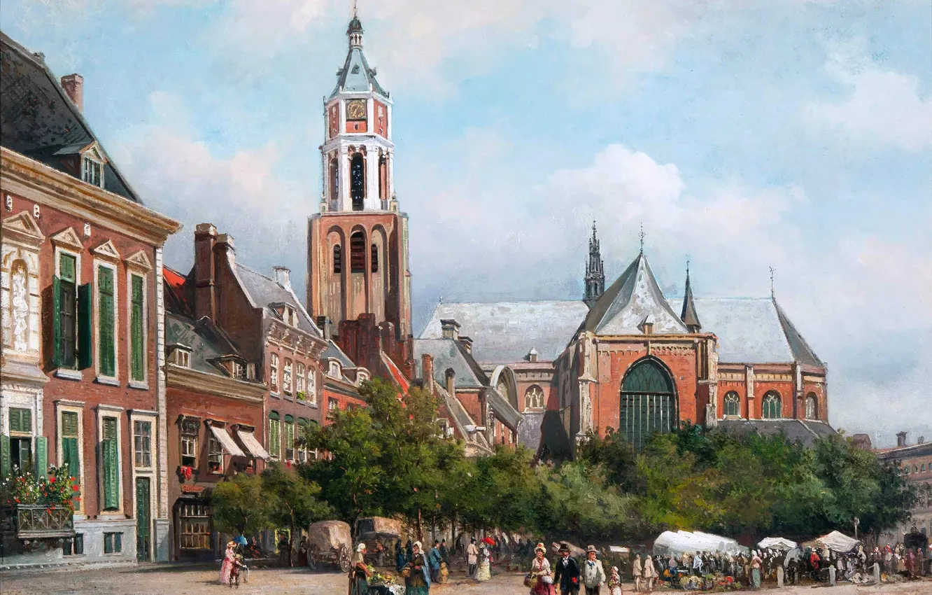 Photo wallpaper people, home, picture, Church, Dutch artist, Elias Pieter van Bommel, Elias Peter van Bommel, Church …