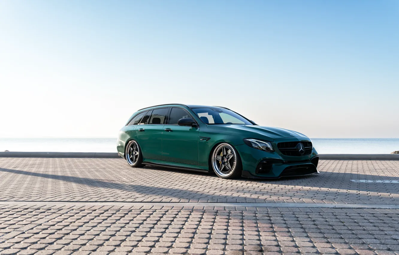 Photo wallpaper Mercedes Benz, Green, Wagon, E63 AMG, HRE Wheels, HRE, E63 AMG Wagon, Mercedes Benz E63