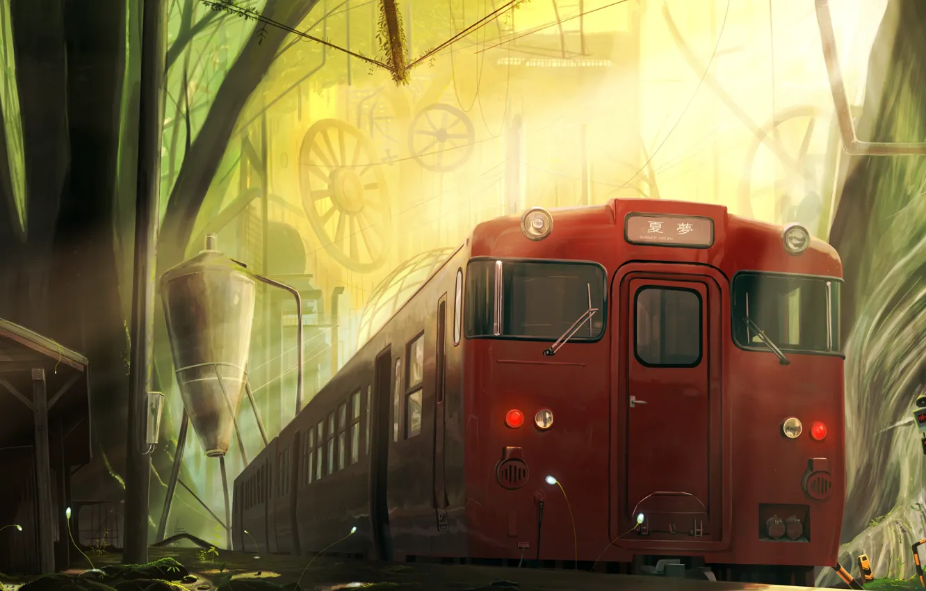 Photo wallpaper train, fantasy, station