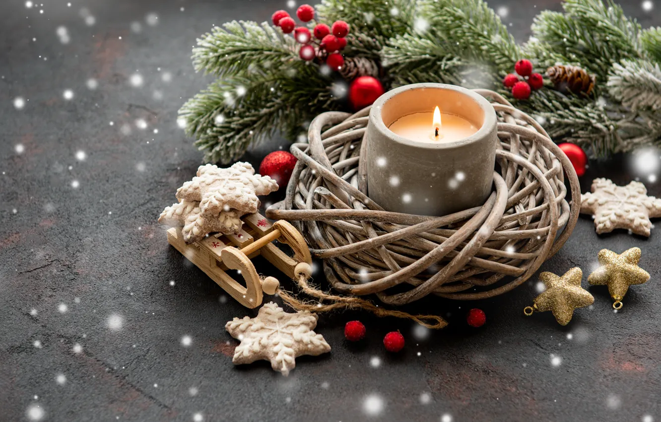 Photo wallpaper holiday, Christmas, candle, decoration, Olena Rudo