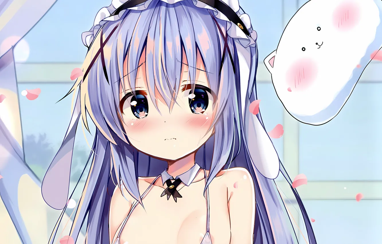 Photo wallpaper girl, sexy, lingerie, bra, cleavage, long hair, boobs, anime