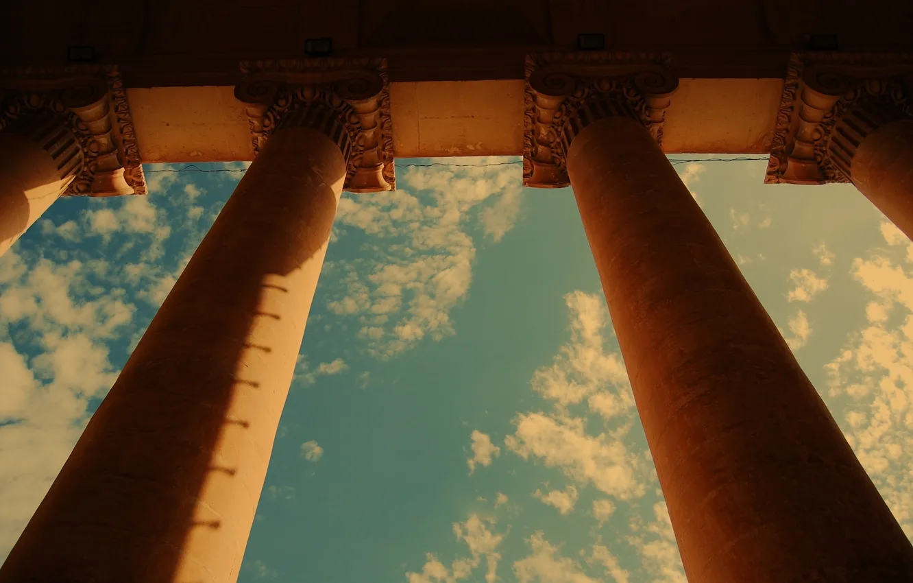 Photo wallpaper the sky, the city, columns, architecture, building