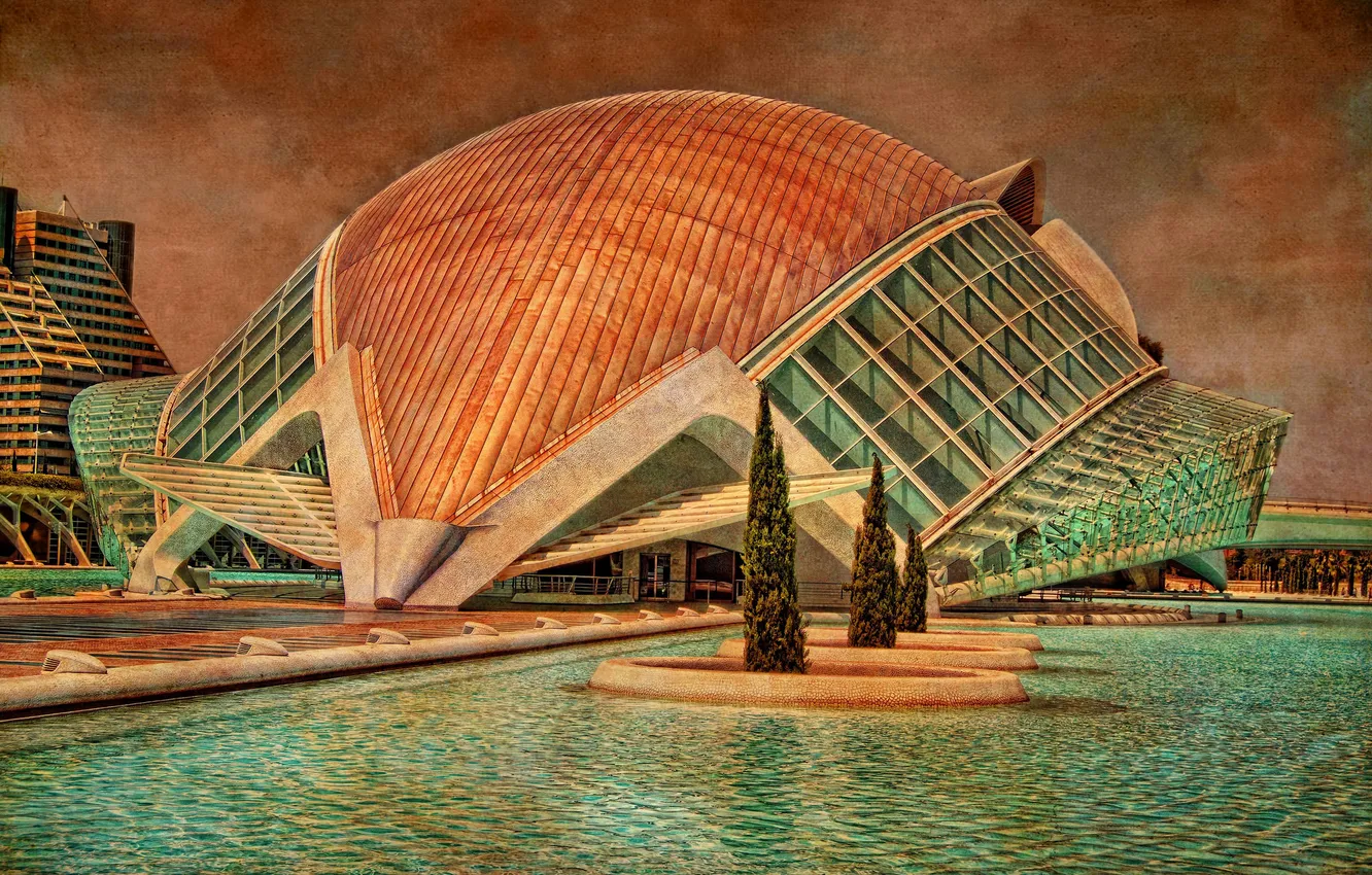 Photo wallpaper building, texture, pool, Spain, canvas, Valencia