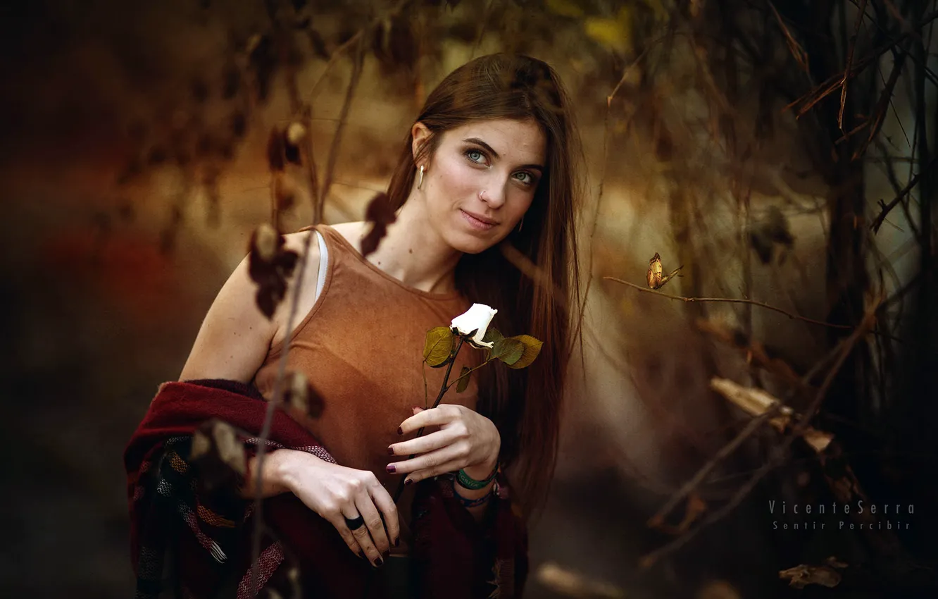 Photo wallpaper girl, roses, Marta Belda
