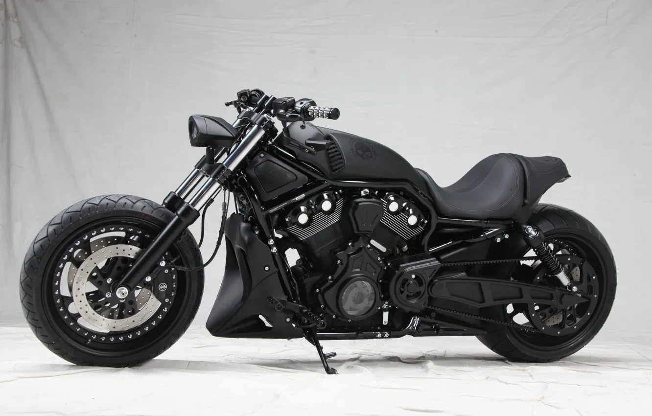 Photo wallpaper Black, Bike, Harley-Davidson, Custom