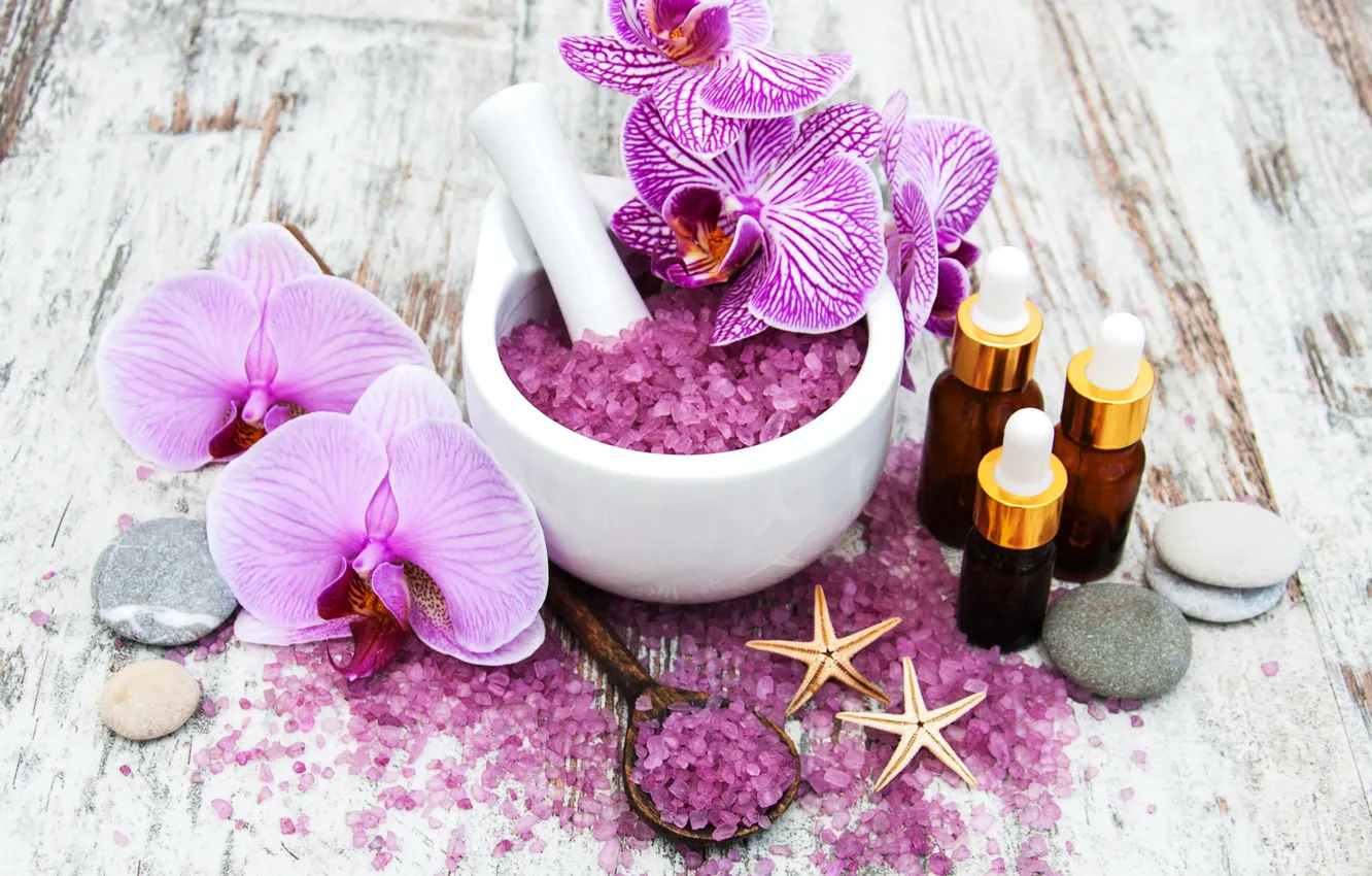 Photo wallpaper flowers, Orchid, Spa, salt, Olena Rudo