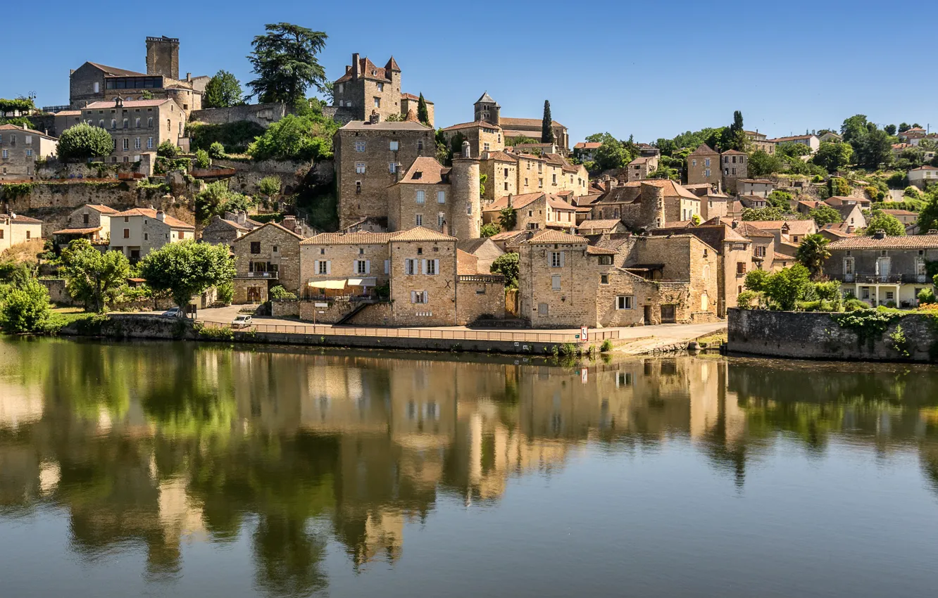 Photo wallpaper France, France, River Lot, medieval architecture, Puy L'Eveque, the town of Puy-L'evec by the Lot …