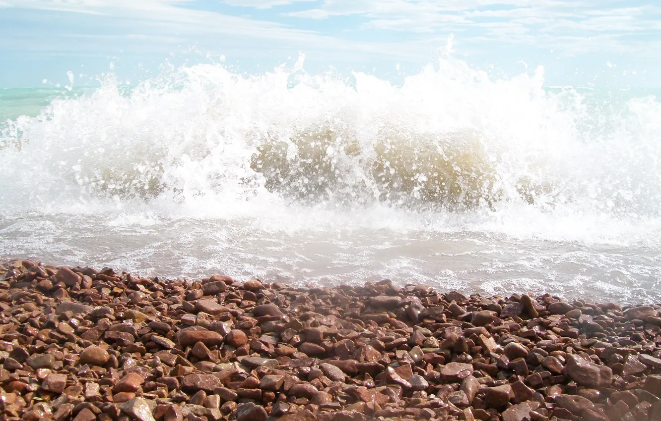 Photo wallpaper sea, wave, shore