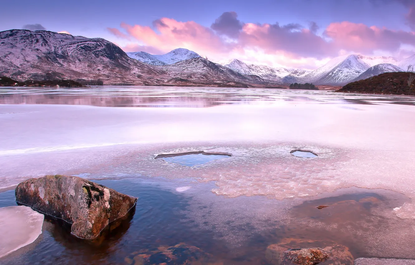 Photo wallpaper landscape, mountains, lake