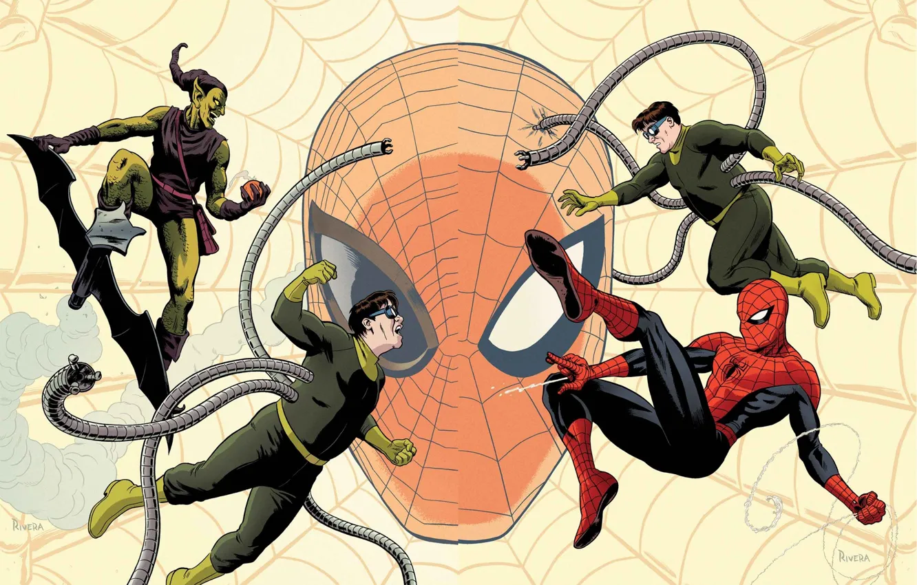 Photo wallpaper Web, Marvel, comic, comics, Spider-Man, Peter Parker, Spider-Man, The Green Goblin