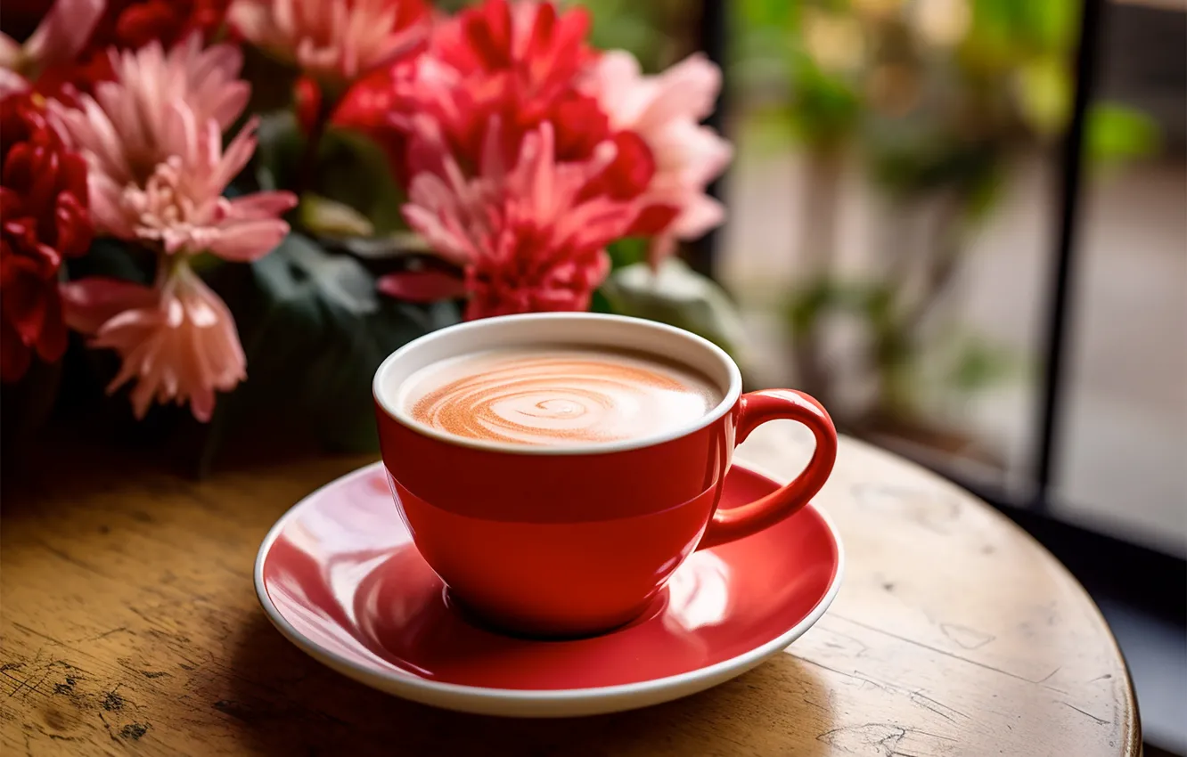 Photo wallpaper morning, cup, drink, coffee, foam, Caffeine