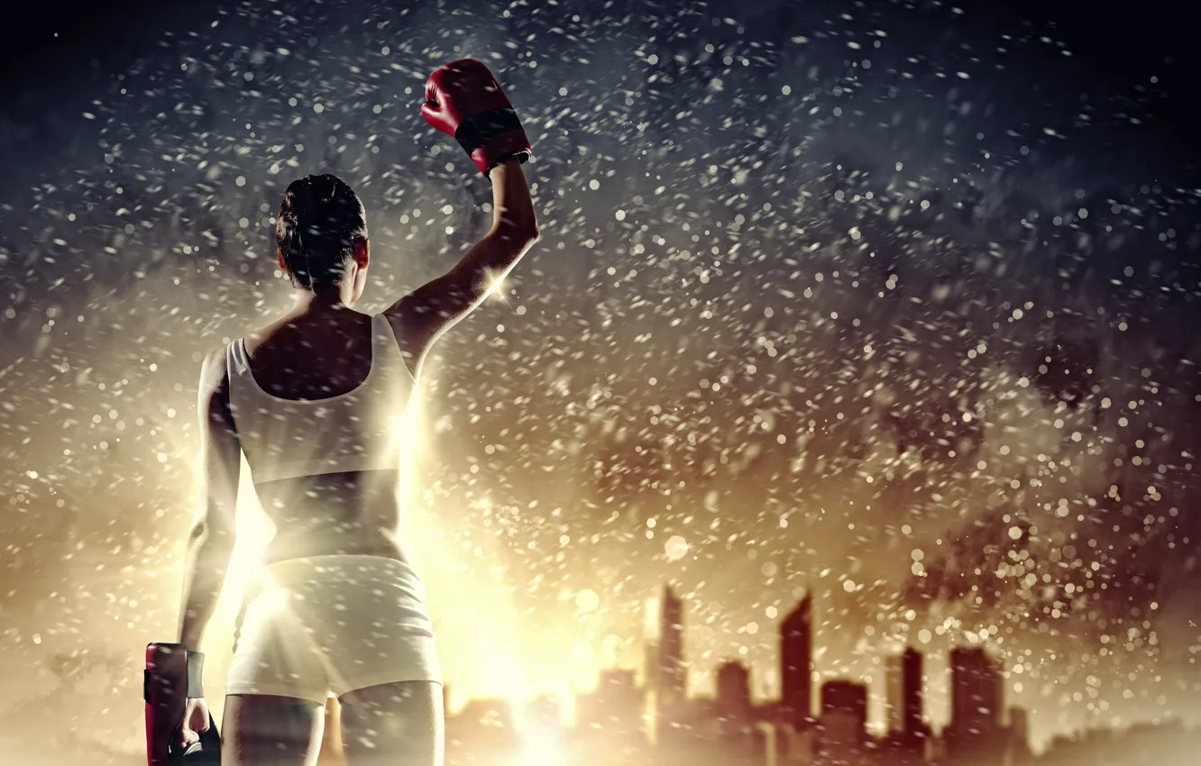 Photo wallpaper girl, sport, Boxing, gloves