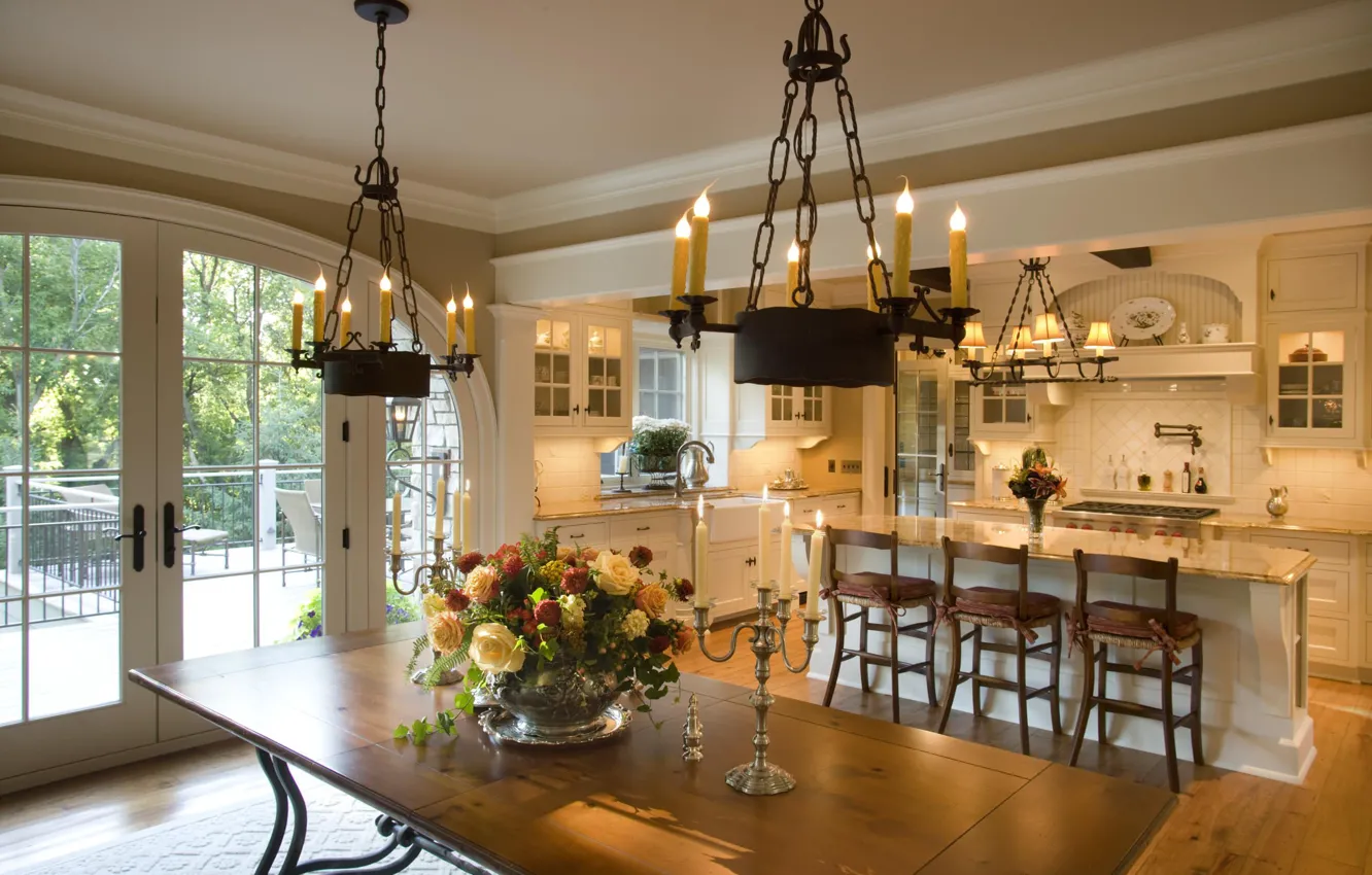 Photo wallpaper design, style, Villa, interior, kitchen, dining room