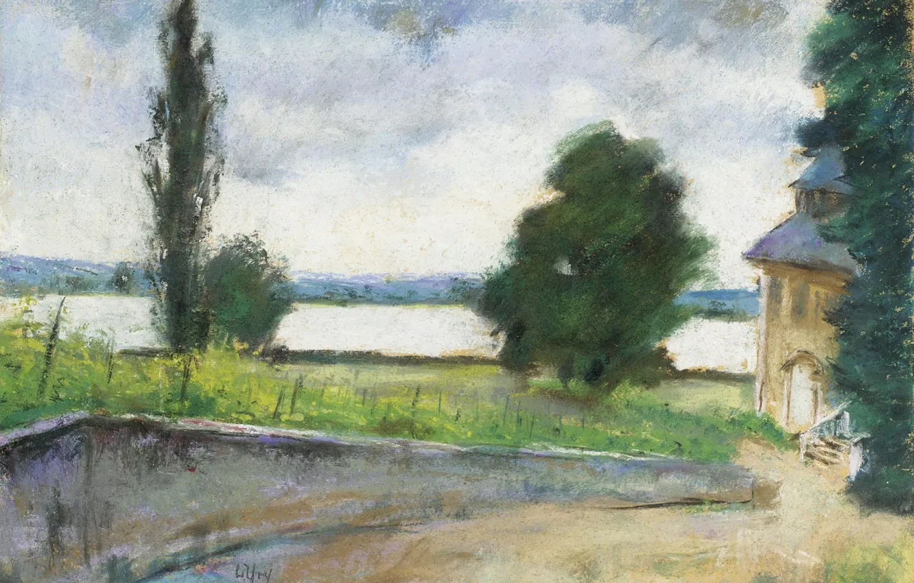 Photo wallpaper landscape, picture, Lesser URY, Lesser Ury, The Lake house