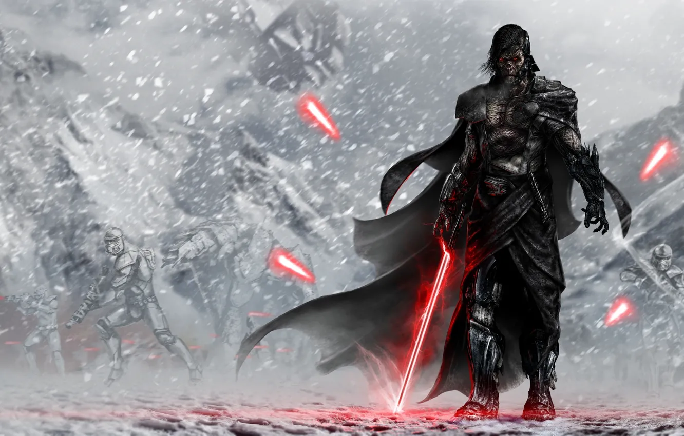 Photo wallpaper Star Wars, lightsaber, sith, Lord, Stormtrooper, Star Wars: The Force Awakens, Star wars: the force …