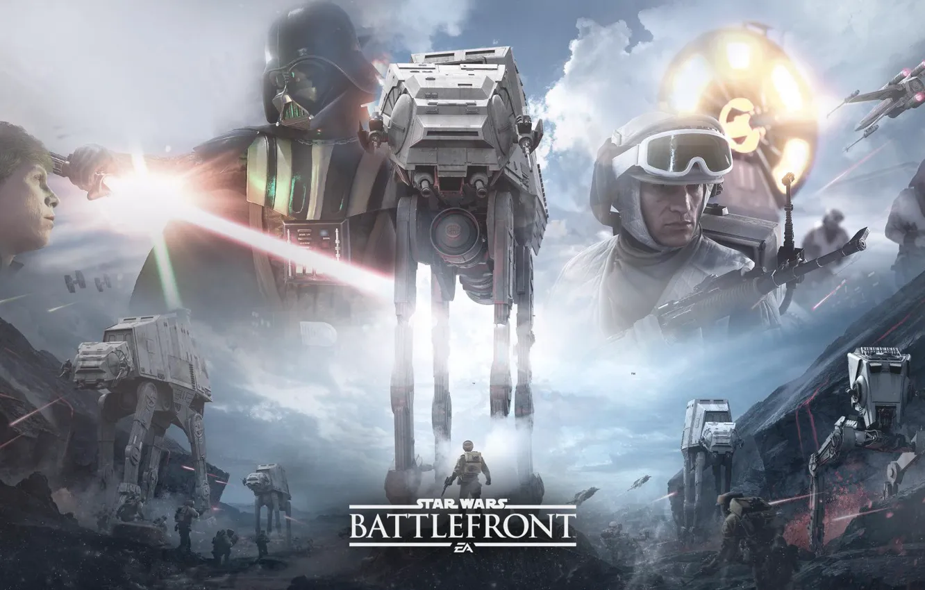 Photo wallpaper the game, Darth Vader, the rebels, Darth Vader, Electronic Arts, AT-AT, Luke Skywalker, DICE
