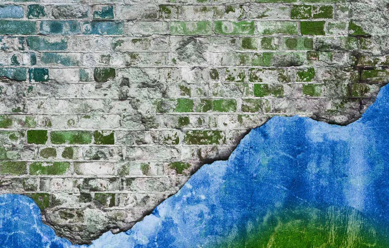 Photo wallpaper paint, plaster, wall, brick, old