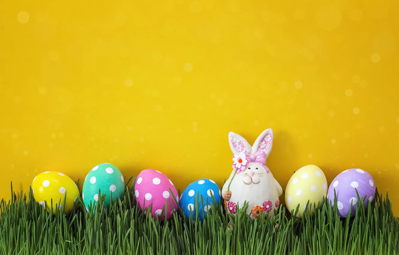 Photo wallpaper grass, spring, Easter, wood, spring, Easter, eggs, decoration