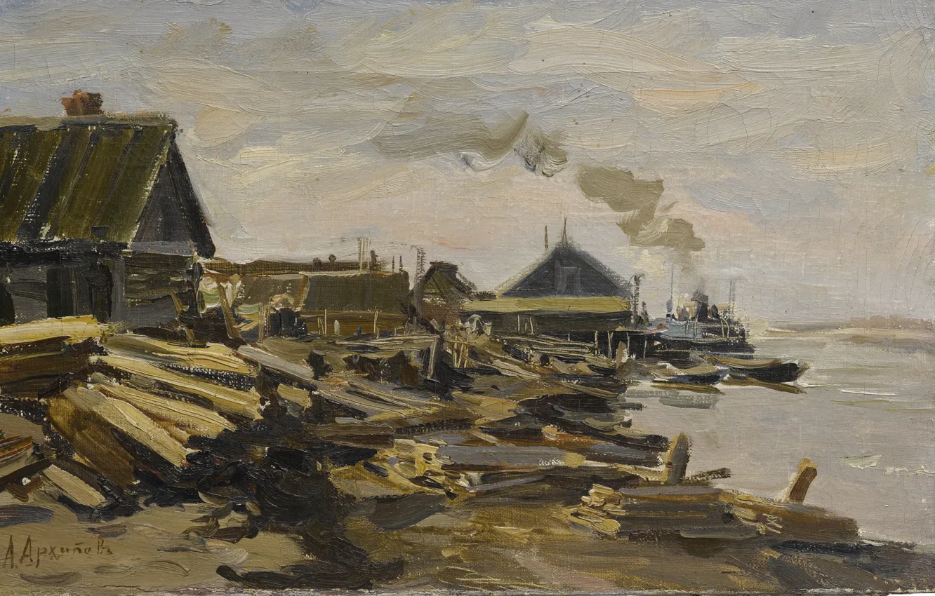 Photo wallpaper Abram Efimovich Arkhipov, STEAMSHIP, IN NORTHERN RUSSIA