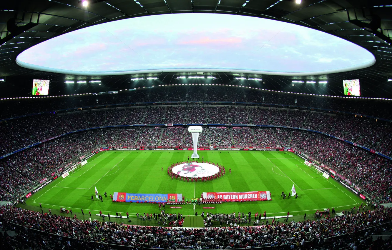Photo wallpaper Field, The game, Match, FC Barcelona, Allianz Arena, Allianz Arena, FC Bayern