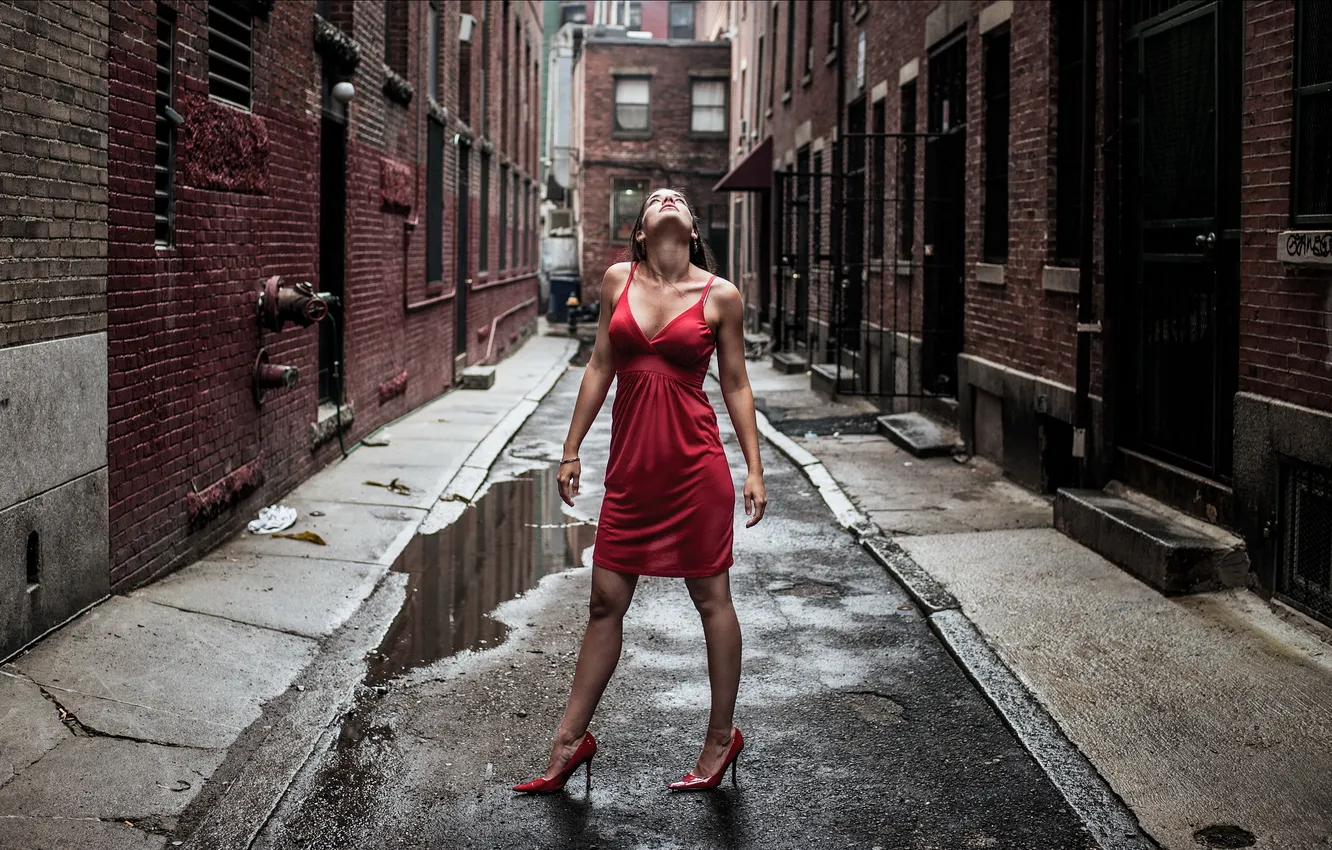 Photo wallpaper girl, the city, street