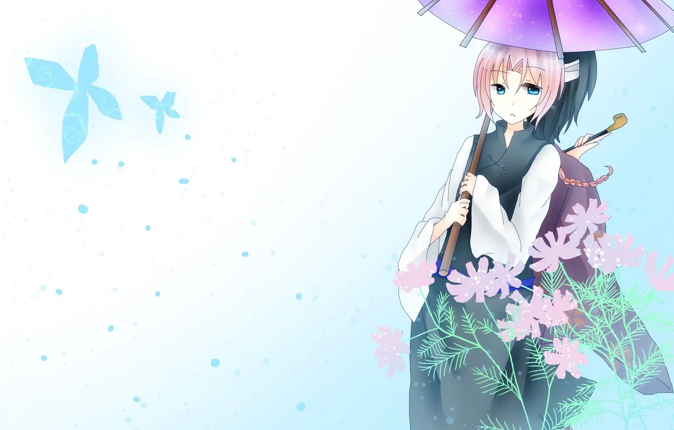 Photo wallpaper umbrella, art, two, gintama, Gintama