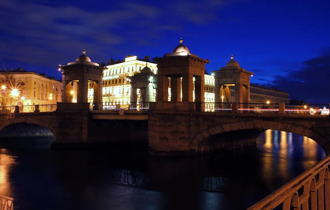 Photo wallpaper backlight, Saint Petersburg, Fontanka, Lomonosov bridge