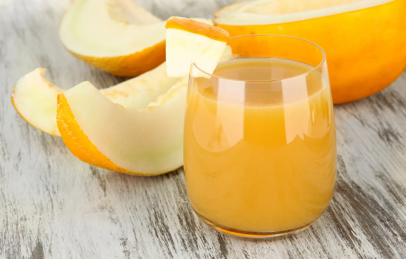 Photo wallpaper glass, juice, melon