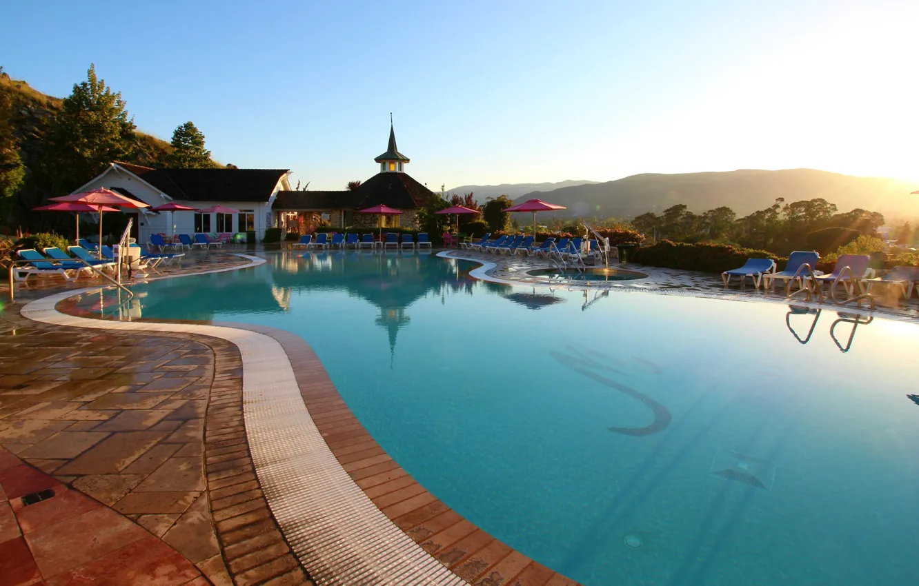 Photo wallpaper Villa, pool, morning, the hotel, resort, Madonna Inn