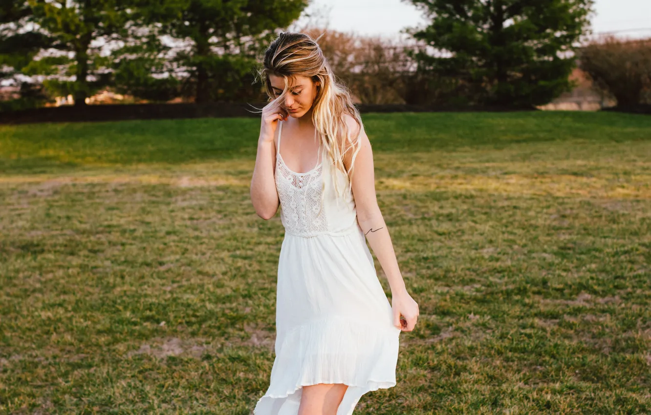 Photo wallpaper girl, dress, blonde