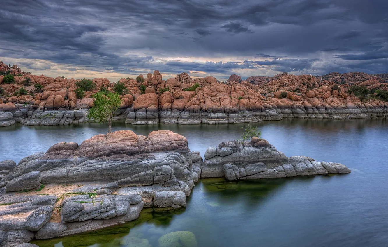 Photo wallpaper sea, landscape, stones, shore