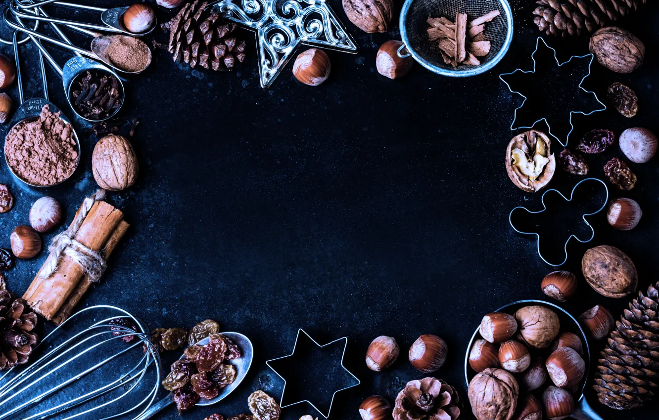Photo wallpaper decoration, new year, Christmas, nuts, Christmas, bumps, New Year, merry christmas