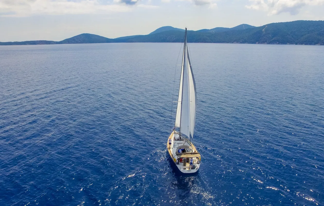 Photo wallpaper sea, the way, movement, the wind, coast, yacht, sail, walk