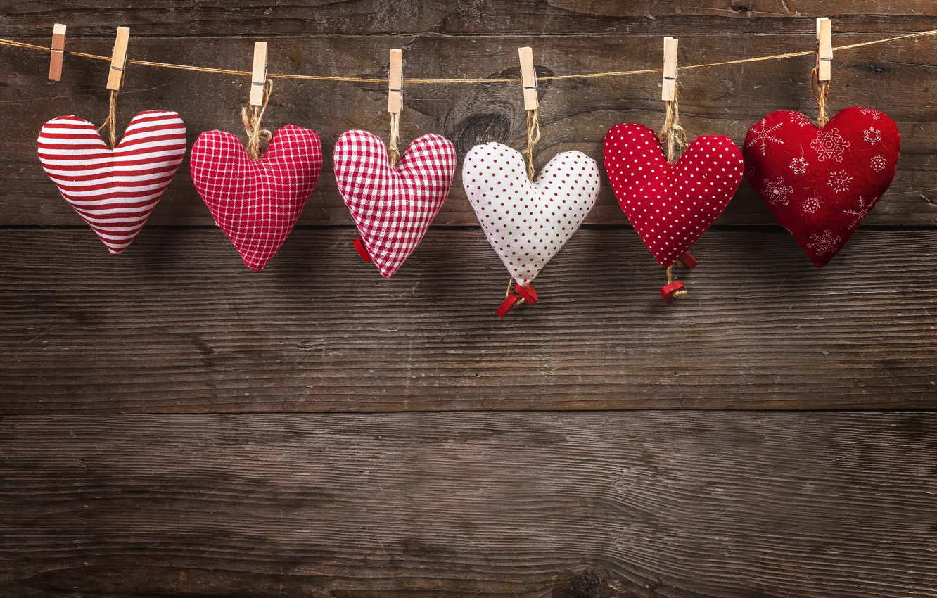 Photo wallpaper love, heart, hearts, red, love, wood, romantic, hearts
