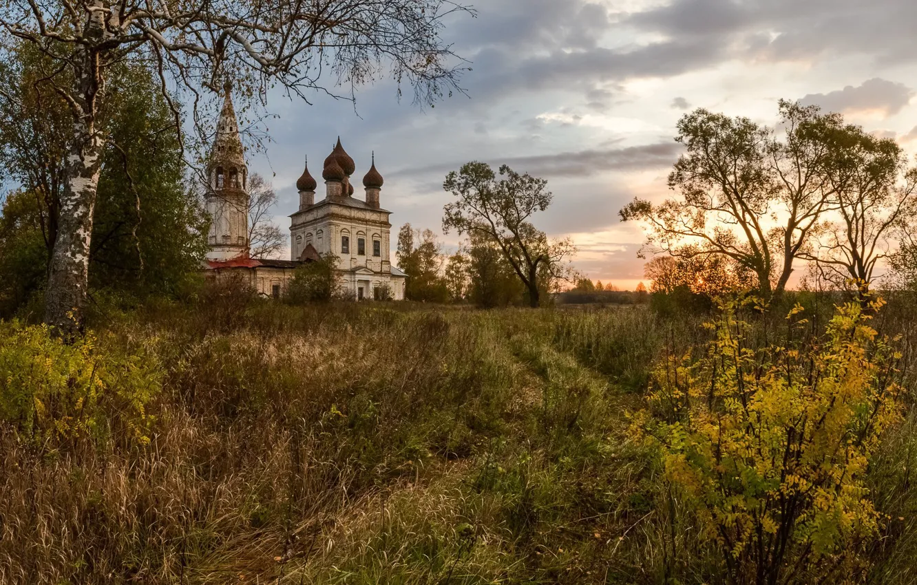 Photo wallpaper landscape, nature, temple, the bell tower
