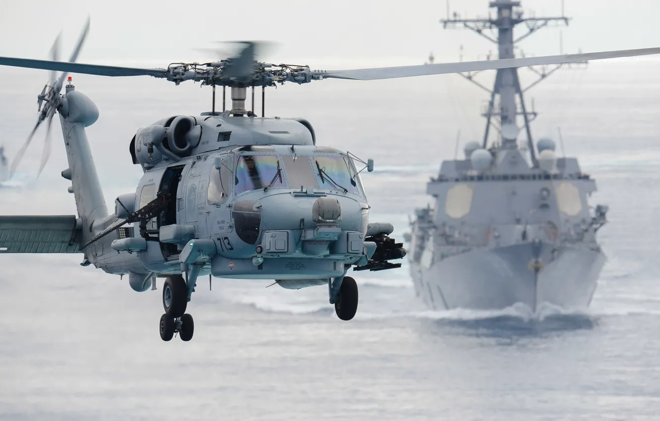 Photo wallpaper flight, helicopter, multipurpose, Seahawk, Sikorsky SH-60F, "Sea Hawk"