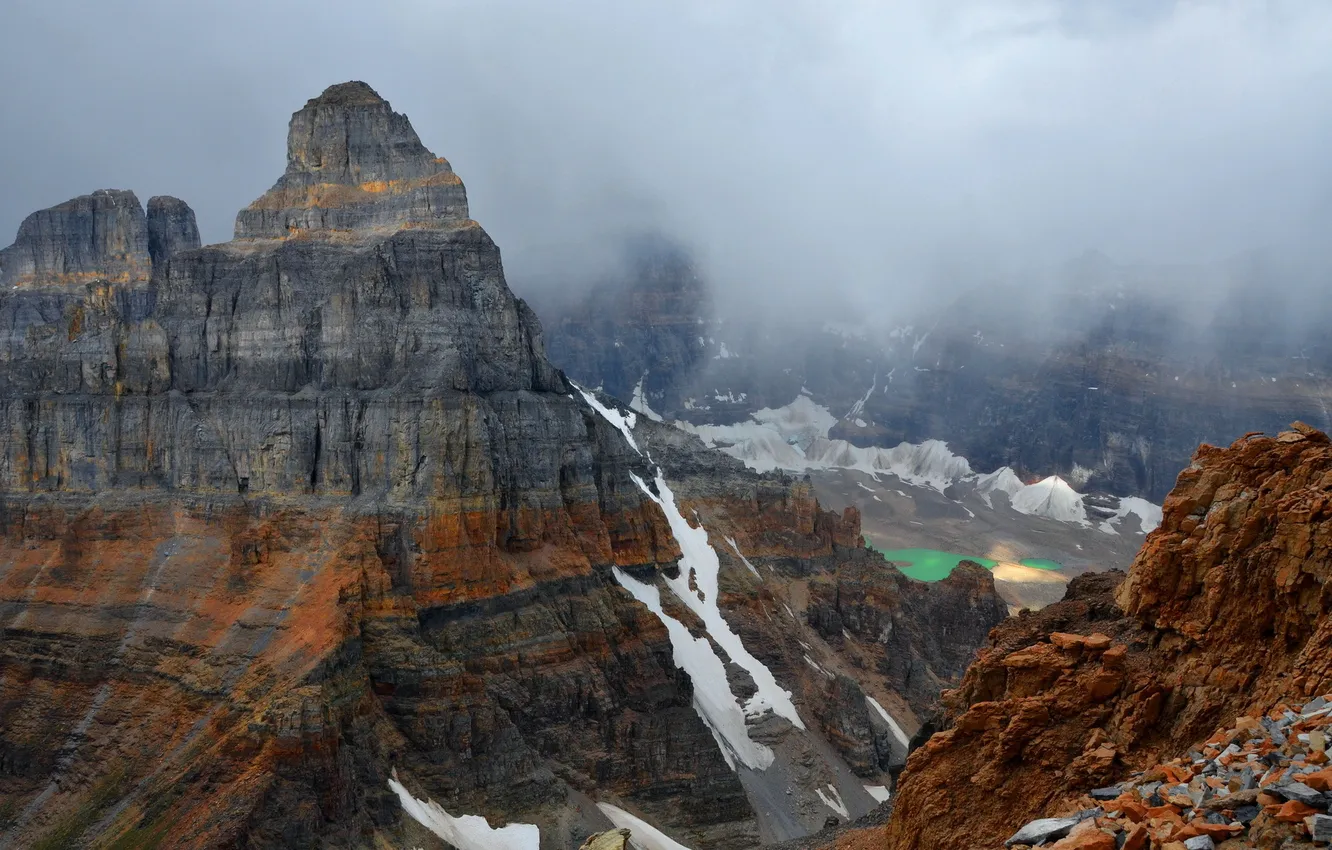 Photo wallpaper landscape, mountains, obloka
