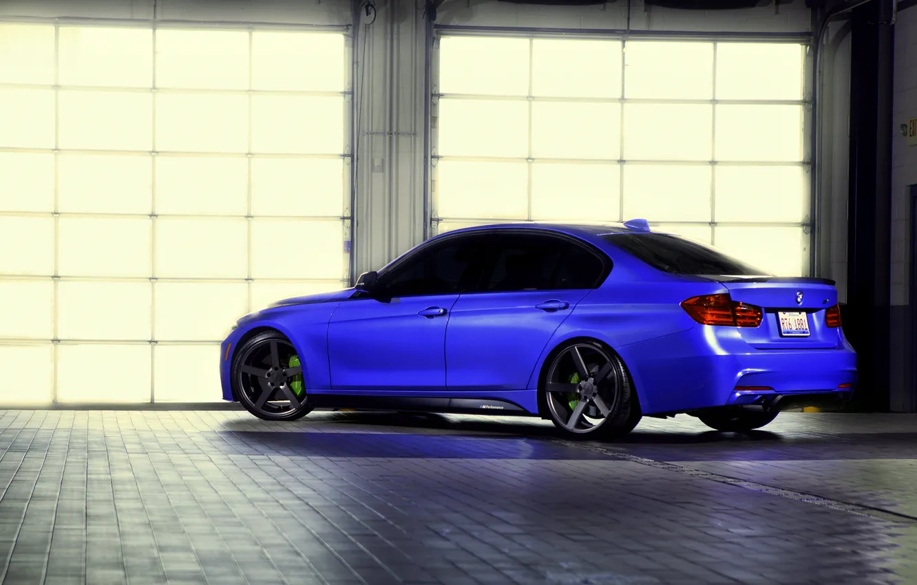 Photo wallpaper BMW, wheels, blue, 335i, vossen, f30, rearside