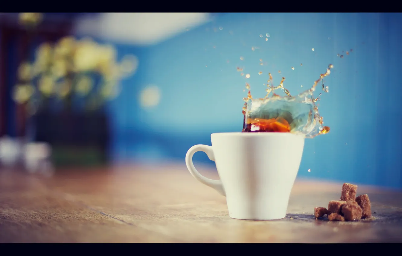 Photo wallpaper coffee, splash, Cup, sugar