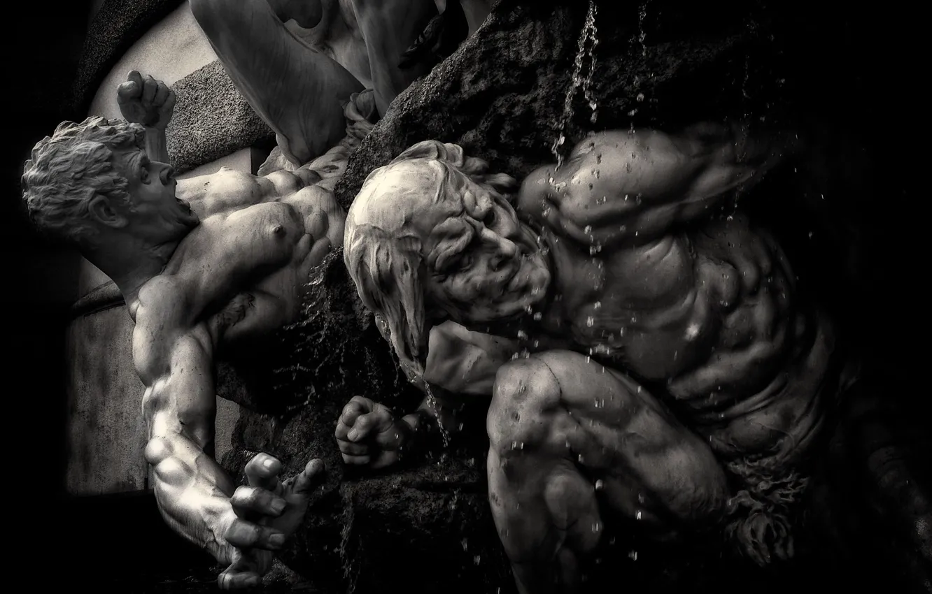 Photo wallpaper Austria, fountain, architecture, Vienna, Falling and Fighting