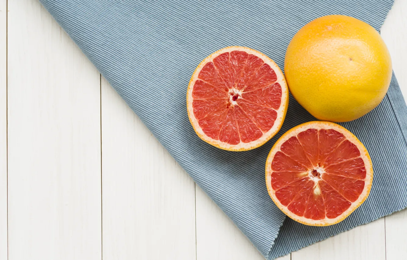 Photo wallpaper fabric, citrus, fruit, grapefruit, wooden background, grapefruit