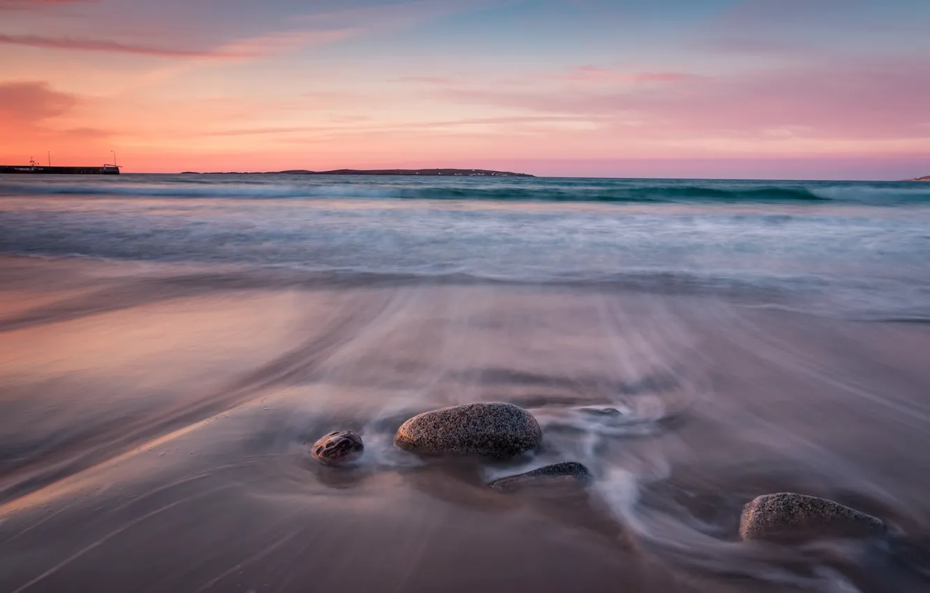 Photo wallpaper sea, stones, shore