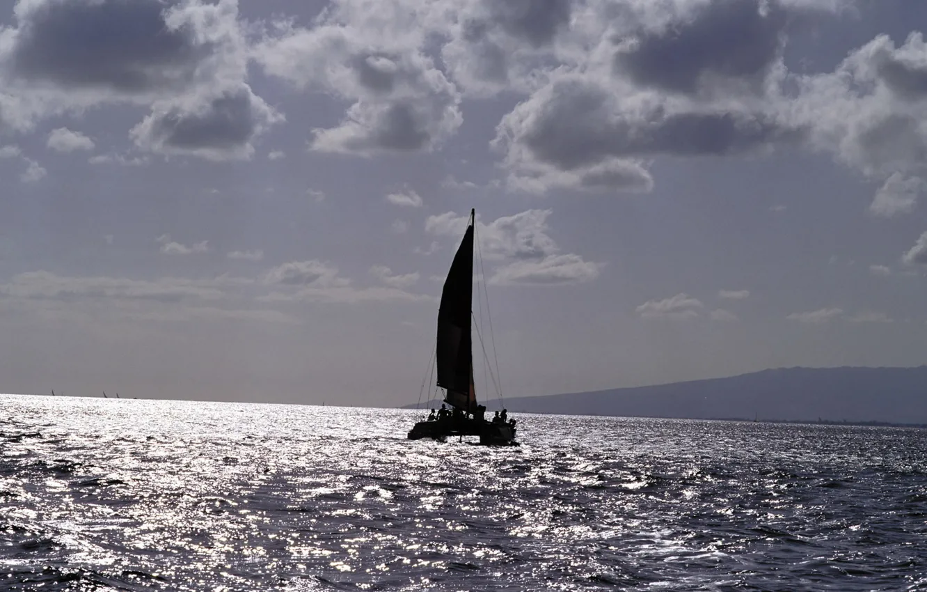Photo wallpaper sea, the way, boat, sail