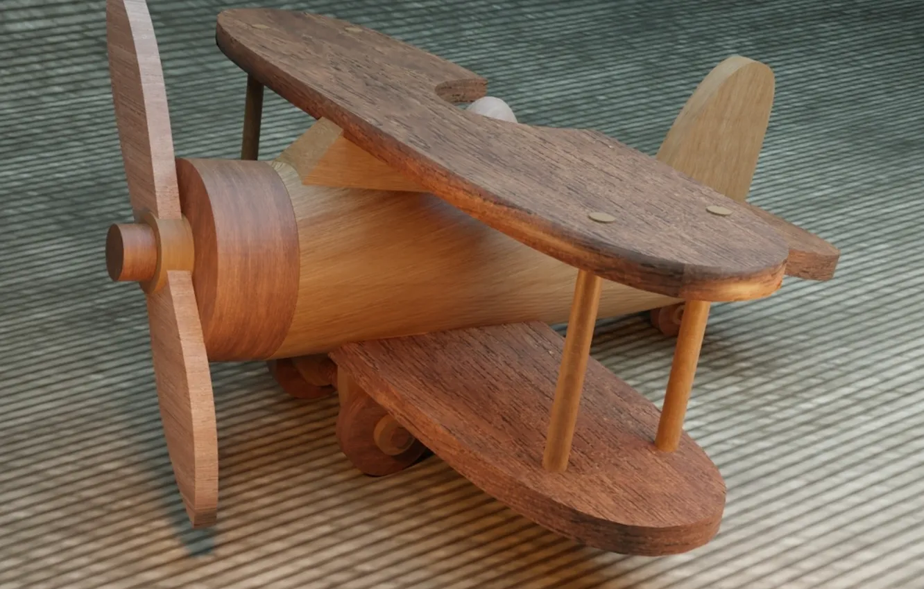 Photo wallpaper toy, wooden, the plane, render, AlexStormND