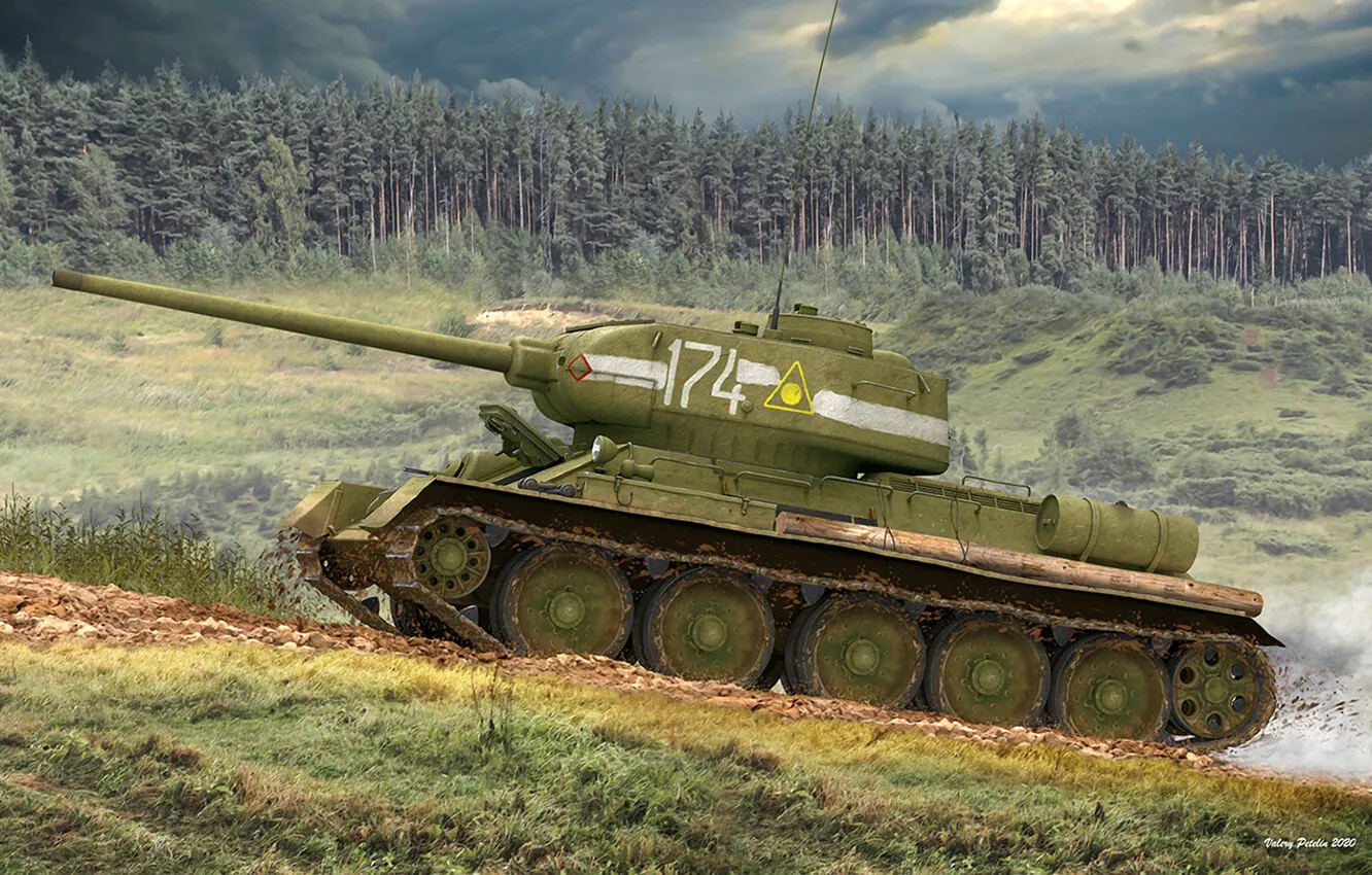 Photo wallpaper Forest, USSR, Tank, T-34, Soviet, T-34/85, Medium Tank