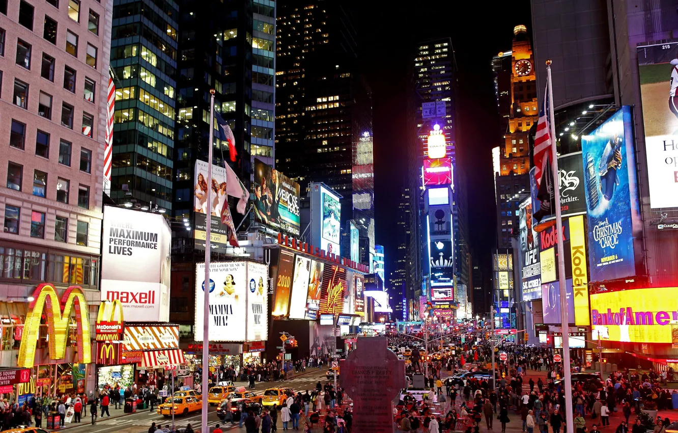 Photo wallpaper night, New York, TIMES SQUARE AT NIGHT