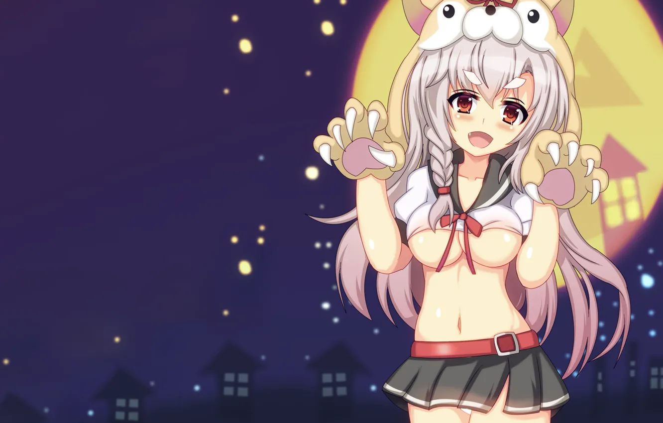 Photo wallpaper girl, sexy, lingerie, cleavage, panties, long hair, boobs, anime